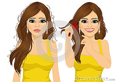 Woman with long tangled hair Vector Illustration