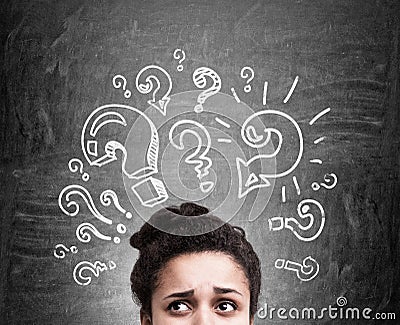 Woman looking for answers Stock Photo