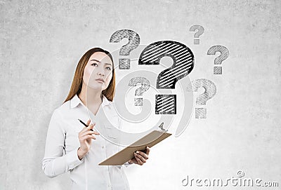 Woman looking for answers Stock Photo