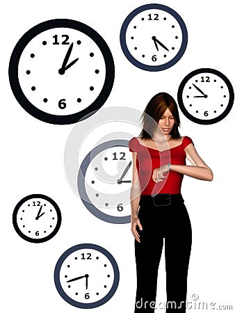 Woman looking at her watch Stock Photo