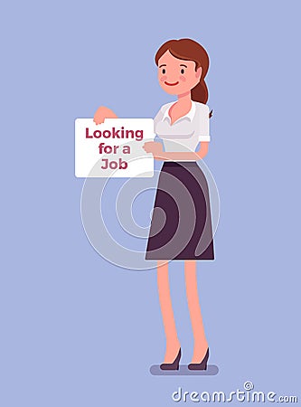 Woman with looking for a job sign Vector Illustration