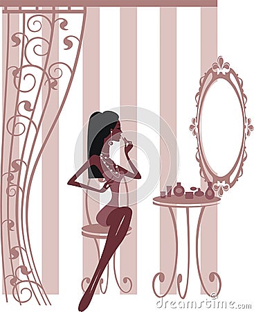 Woman looking at mirror Vector Illustration