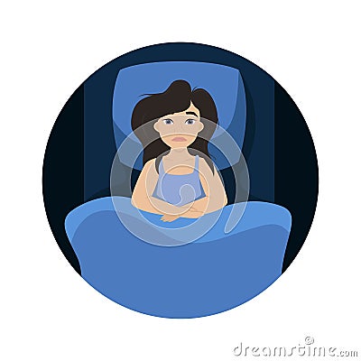 The woman is lying in bed. Insomnia. Tired girl. Isolated vector illustration Vector Illustration