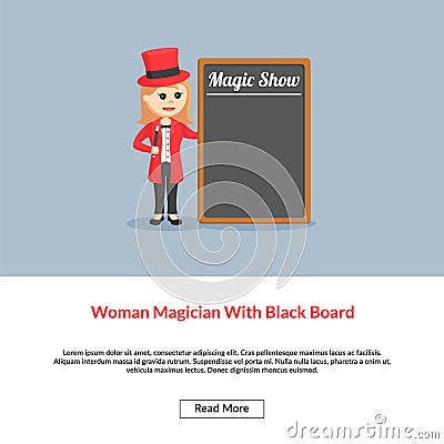 Woman magician with black board Vector Illustration
