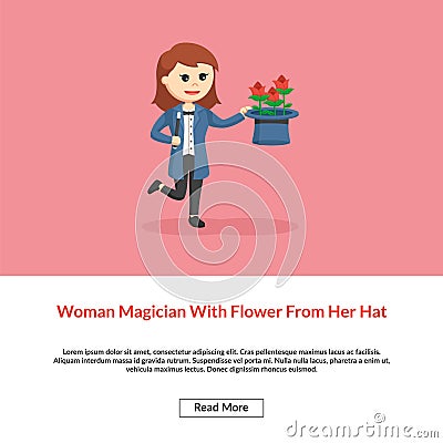 Woman magician with flower from her hat Vector Illustration