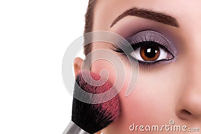 Woman Make Up Blush Stock Photo