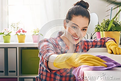 Woman makes cleaning Stock Photo