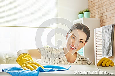 Woman makes cleaning Stock Photo