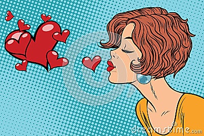 Woman making a kiss heart Vector Illustration