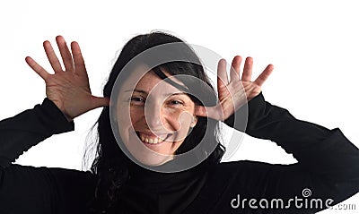 Woman making mockery Stock Photo