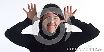 Woman making mockery Stock Photo