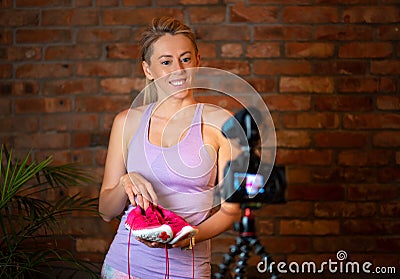 Woman making video content Stock Photo