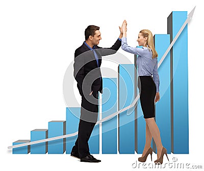 Woman and man with 3d graphics Stock Photo