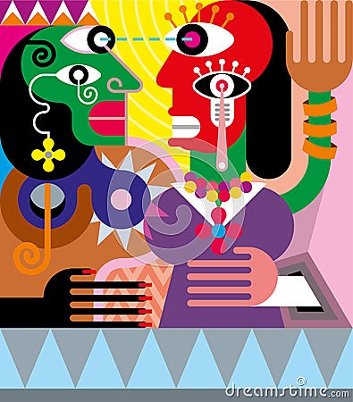 Woman and man abstract vector illustration Vector Illustration