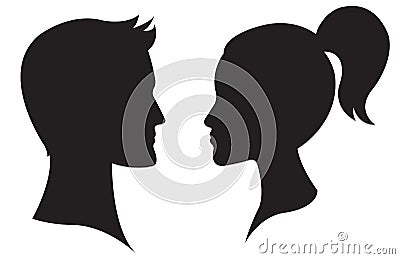 Man and Woman Face Profile Vector Illustration