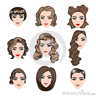 Woman , man hair, vector hairstyle silhouette Vector Illustration