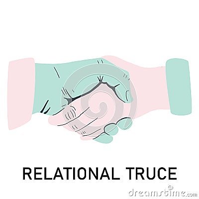 Woman and man handshake for relational truce Vector Illustration