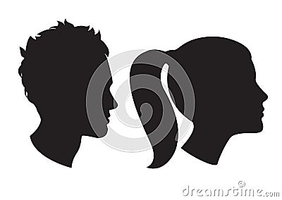 Woman and man head silhouette Vector Illustration