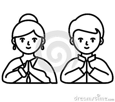 Woman and man in hello hand gesture Vector Illustration