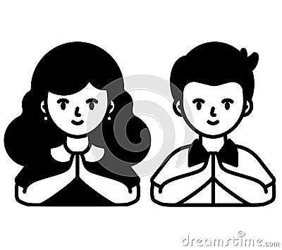 Woman and man in hello hand gesture Vector Illustration