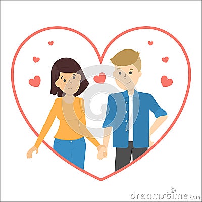 Woman and man in love. Happy couple Vector Illustration