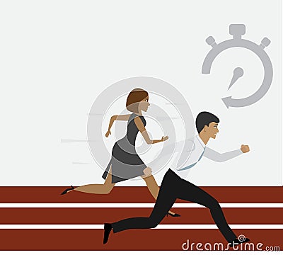 Woman and man running Vector Illustration