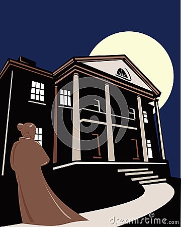 Woman and a mansion Vector Illustration