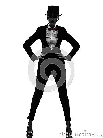 Woman master of ceremonies presenter silhouette Stock Photo
