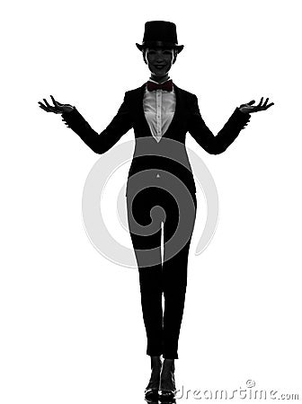 Woman master of ceremonies presenter silhouette Stock Photo