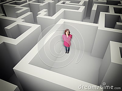 Woman and maze Stock Photo