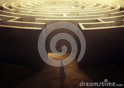 Woman and maze Stock Photo