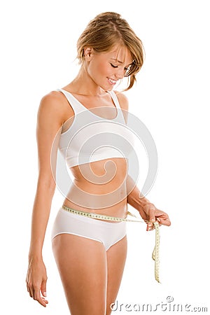 Woman with measure tape Stock Photo