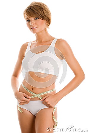 Woman with measure tape Stock Photo