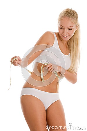 Woman with measure tape Stock Photo