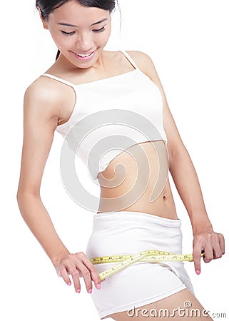 Woman measuring perfect shape of beautiful hips Stock Photo