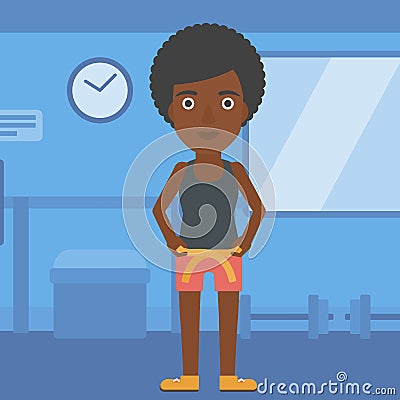 Woman measuring waist. Vector Illustration