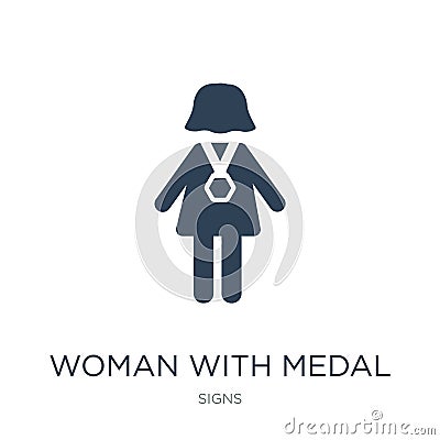 woman with medal icon in trendy design style. woman with medal icon isolated on white background. woman with medal vector icon Vector Illustration