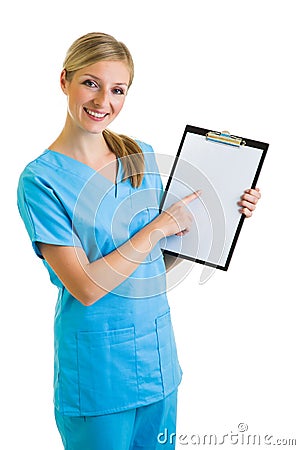 Woman in medical doctor uniform Stock Photo