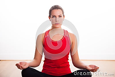 Woman meditating Stock Photo
