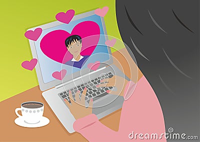Online dating. Relations and love. Vector illustration. Vector Illustration