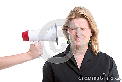 Woman and megaphone Stock Photo