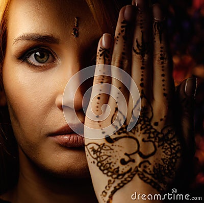 Woman mehndi henna ornament Stock Photo