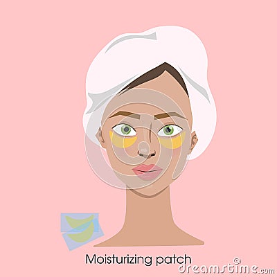 Woman with moisturizing patches. Vector Illustration