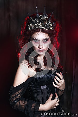 Woman monster. Creative dark make-up, conceptual idea for Halloween. Stock Photo