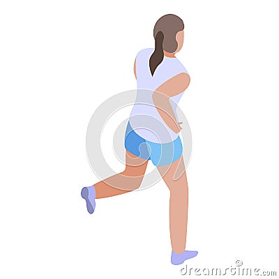 Woman morning running icon, isometric style Vector Illustration