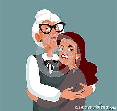 Woman and Mother-in-Law Hating Each Other Vector Cartoon Vector Illustration