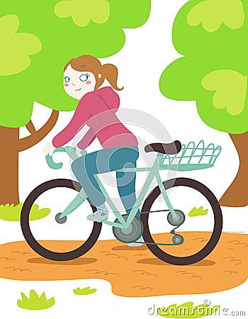Woman on mountain bike Stock Photo