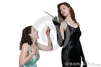 Woman Movie Star and Fan Stock Photo