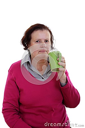 Woman with mug Stock Photo