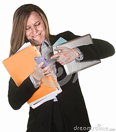 Woman Multi-Tasking Stock Photo